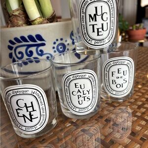 Diptyque Empty Candle Glass Vessel Lot of 4